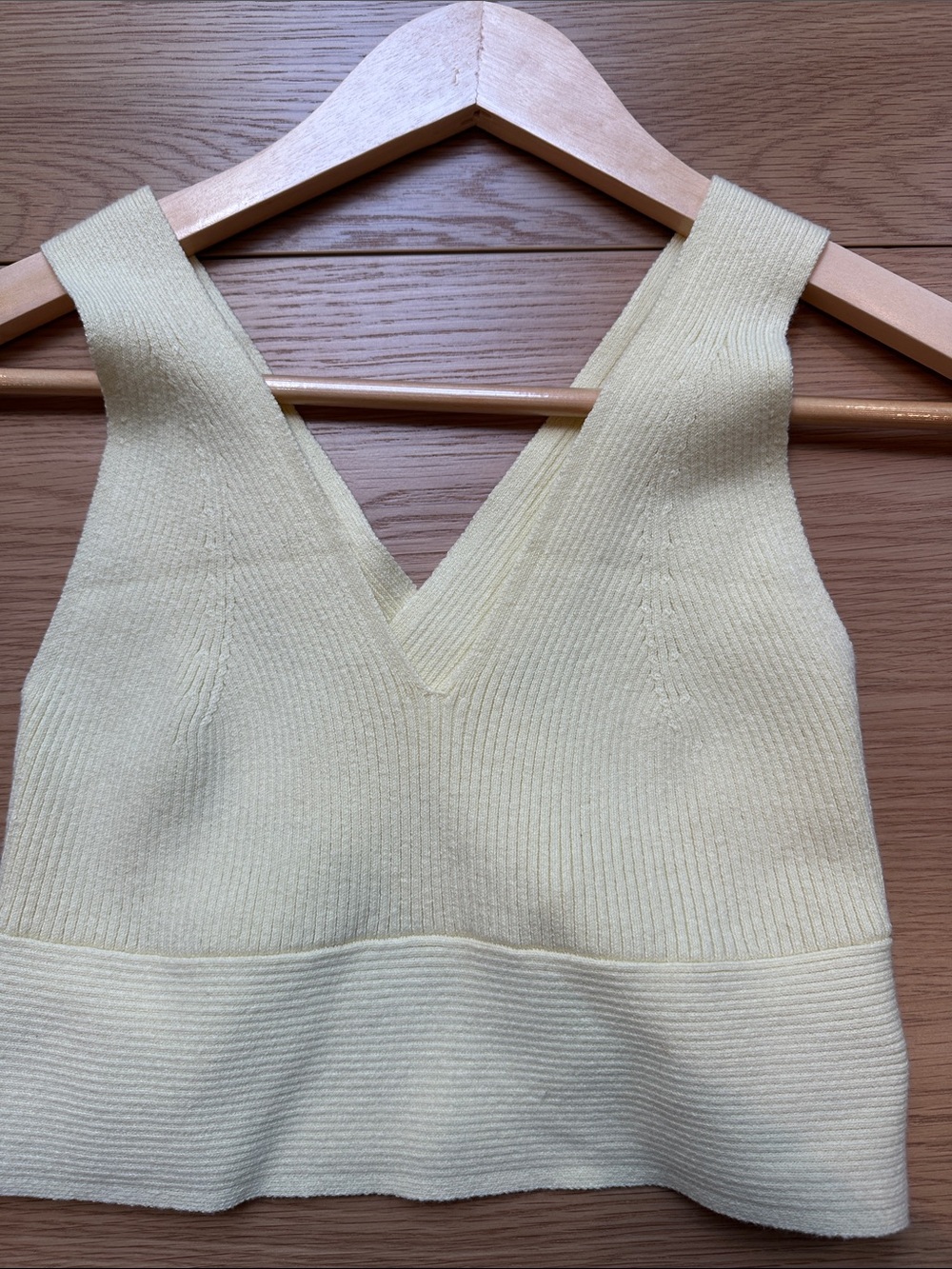 Everlane Pale Yellow Cropped Ribbed Sweater Tank